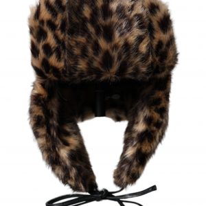 Dolce & Gabbana Multicolor Leopard Fur Trapper Dame Hat