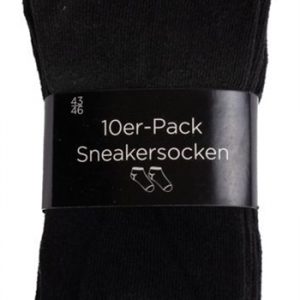 Footies - 10 par sorte ankel strømper - Str. 43-46 - Smarte unisex strømper