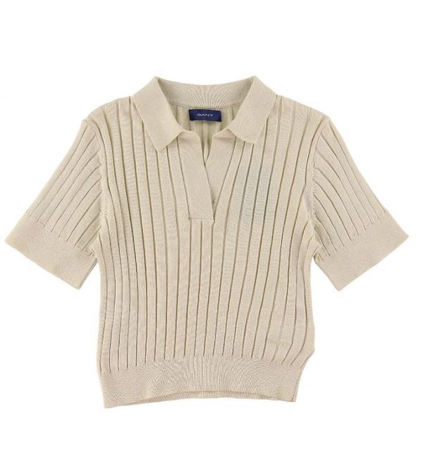 GANT Polo - Strik - Rib - Cropped - Putty