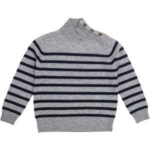 HOLMM Oxford Stripe Opal Cashmere Strik Pullover - Str. 4 år