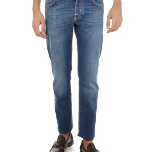 Jacob Cohen Handcrafted Slim Fit Blue Jeans with Pony Patch