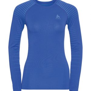 Odlo Women's Syntetisk L/S Baselayer TOP Crew - Blå-Medium