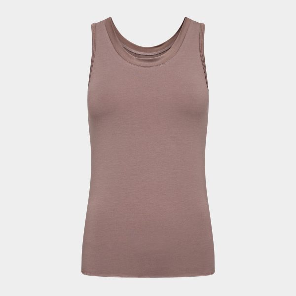 Taupe bambus tank top med feminine detaljer fra JBS of Denmark, XS