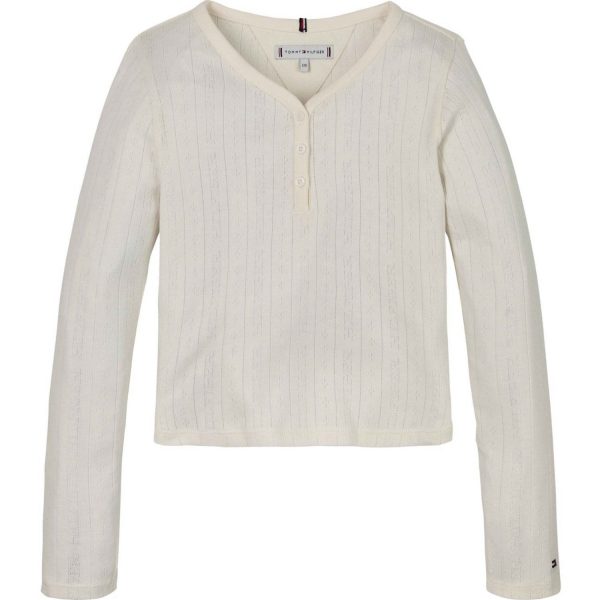 Tommy Hilfiger Ancient White Hilfiger Pointelle Bluse - Str. 12 år