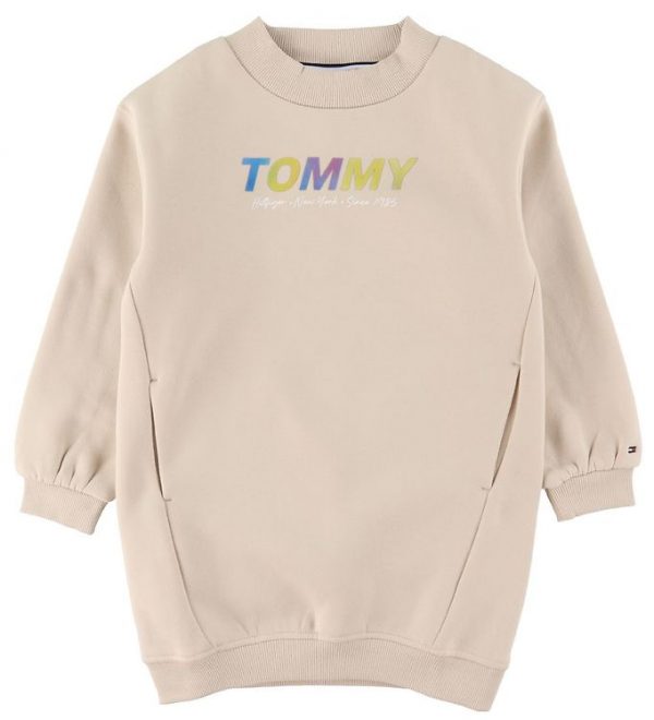 Tommy Hilfiger Kjole - Sweat - Multi Shine Print - Smooth Stone