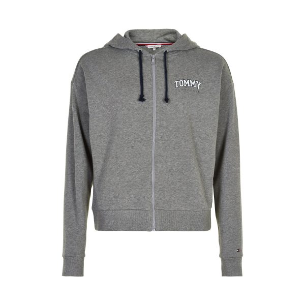 Tommy Hilfiger Zip Hoodie bluse, grå, Størrelse: S, Dame