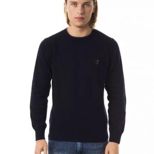 Uominitaliani Exquisite Embroidered Crew Neck Wool Sweater