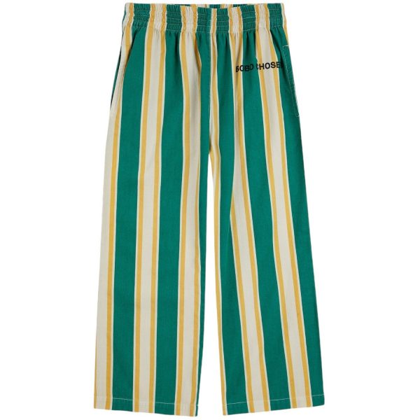 Bobo Choses Dark Green Stripes Straight Bukser - Str. 6-7 år