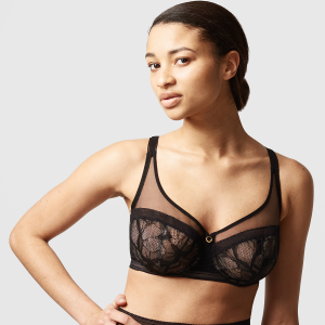 Chantelle True Lace BH med bøjle, sort, Størrelse: 70D, Dame