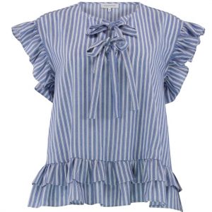 Continue Bluse - Kiss S/S - White/Blue Stripe