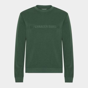 Grøn bambus sweatshirt med logo, XS