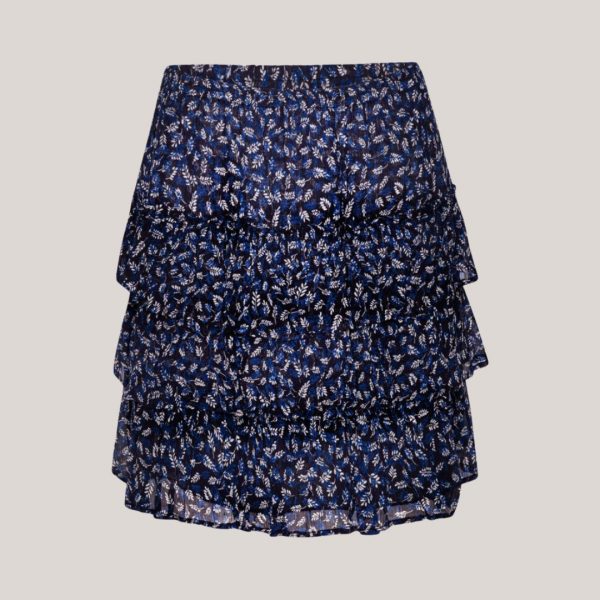 Leah skirt, viscose nederdel i blåt print