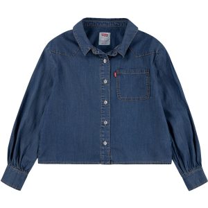 Levi's BLUE Western Peasant Denim Skjorte - Str. 6 år