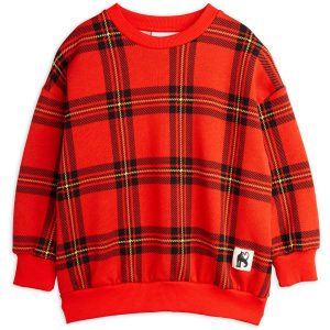 Mini Rodini Red Check Aop Sweatshirt - Str. 92-98