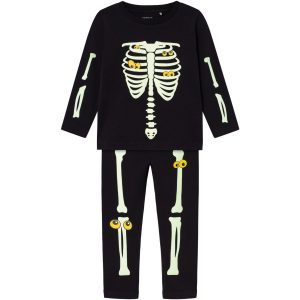 Name It Black Yellow Oween Top Sæt Skeleton - Str. 92