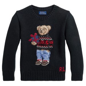 Polo Ralph Lauren Bluse - Strik - Holiday - Sort m. Bamse