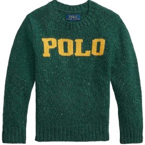 Polo Ralph Lauren Bluse - Uld/Viskose - Forest Green m. Gul