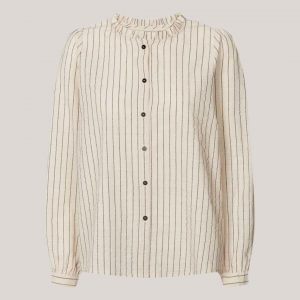 River Shirt, stribet skjorte i creme