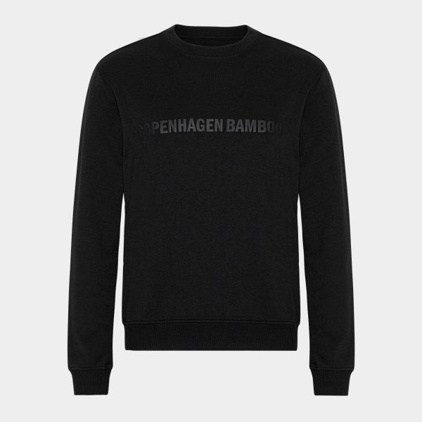 Sort bambus sweatshirt med logo, XS