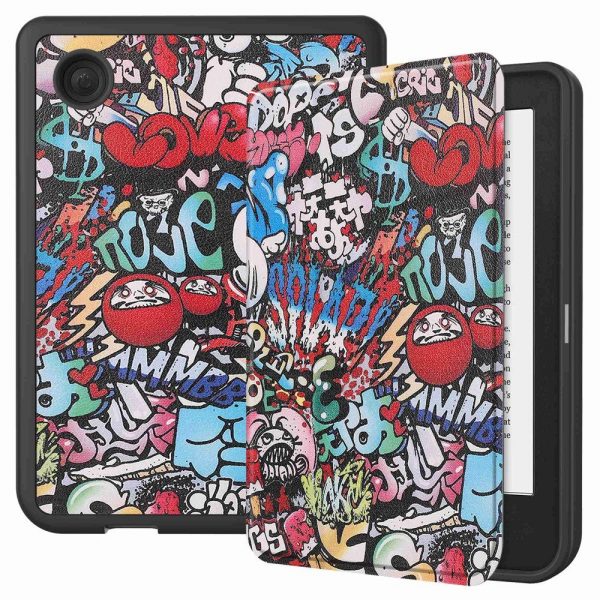 Kobo Clara 2E Kunstlæder Flip Cover m. Vågeblus Funktion - Graffiti