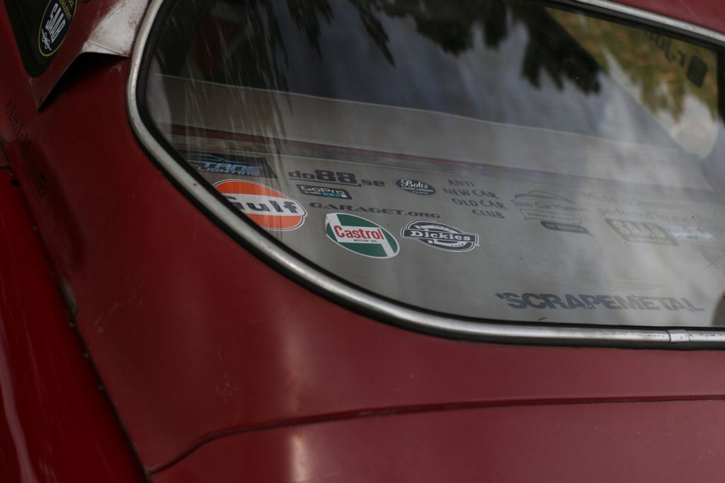 saab 96 stickers in the back