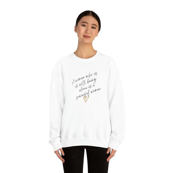 A woman who is ok with being alone is a powerful woman - Unisex Heavy Blend™ Crewneck Sweatshirt - Image 3