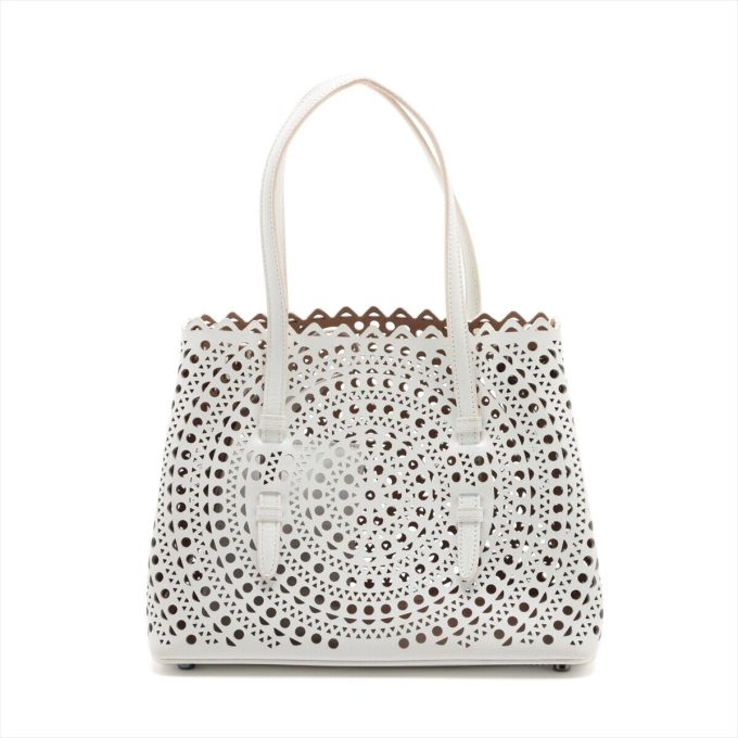 ALAÏA Leather 2 Way Handbag in White