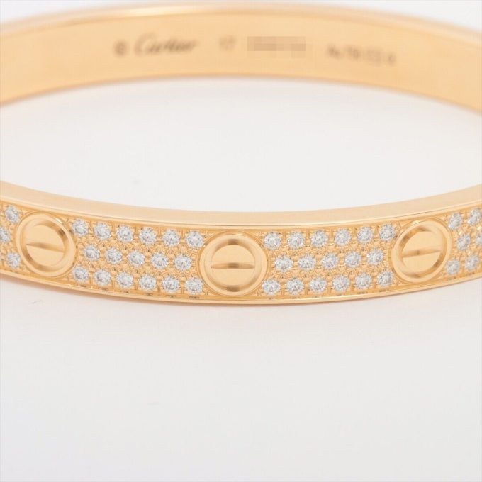 CARTIER Love Pavé Diamond Bracelet 46.6g 17 Yellow Gold 750 - Image 3