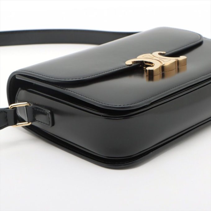 CELINE Black Triomphe Leather Shoulder Bag - Image 4