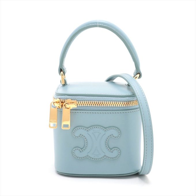 CELINE Blue Triomphe Leather Vanity Bag