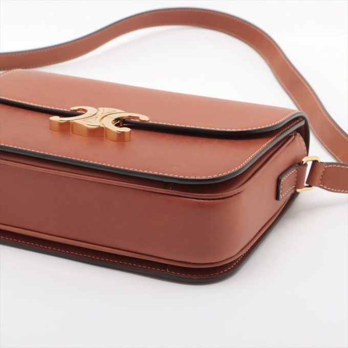 CELINE Brown Triomphe Leather Shoulder Bag - Image 3