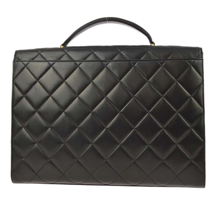 CHANEL Black Lambskin Briefcase Business Handbag KK90513 - Image 2