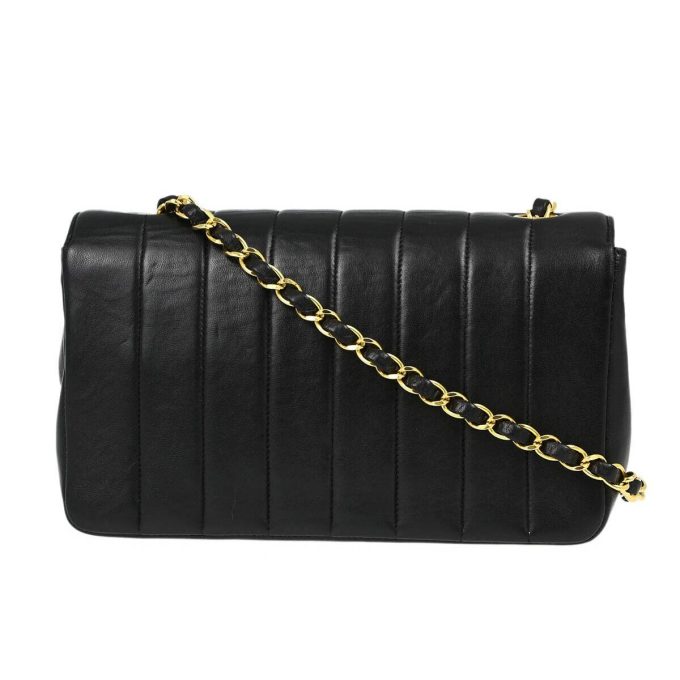 CHANEL Black Lambskin Mademoiselle Straight Flap Shoulder Bag - Image 2