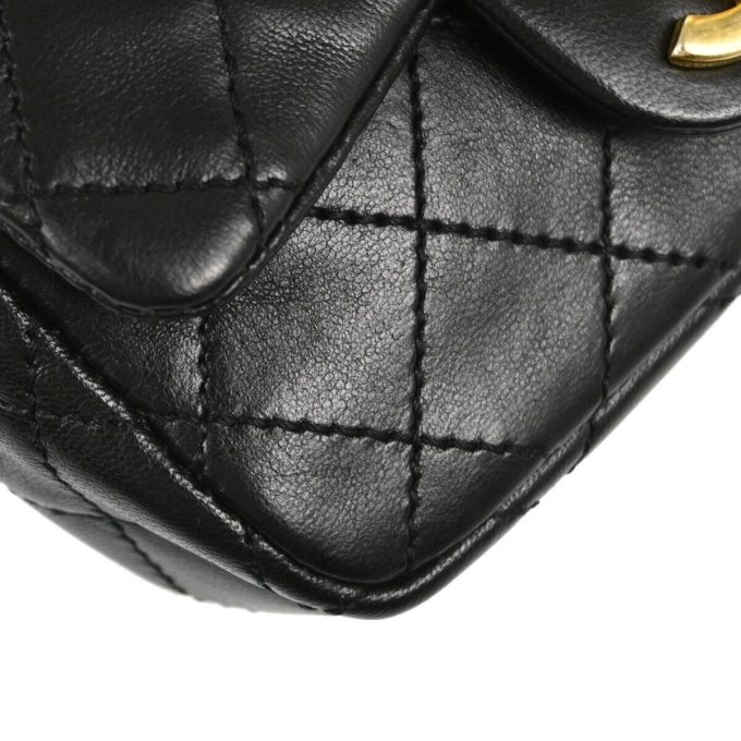 CHANEL Black Lambskin Single Flap Shoulder Bag 114224 - Image 7