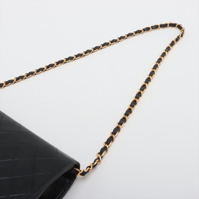 CHANEL Black Matelasse Lambskin Chain Bag Gold Fittings - Image 5