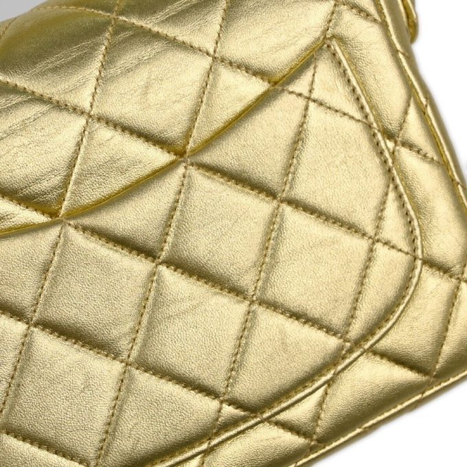 CHANEL Gold Lambskin Mini Handbag 152818 - Image 7