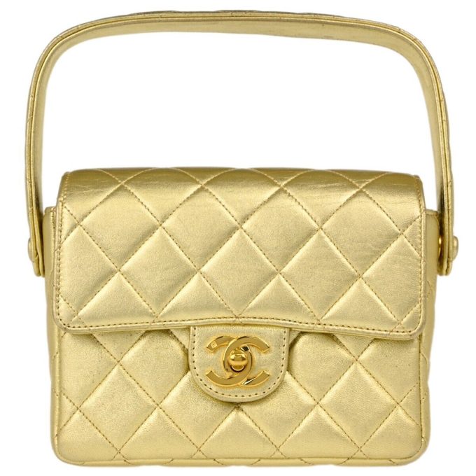 CHANEL Gold Lambskin Mini Handbag 152818