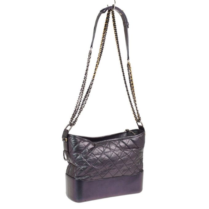 CHANEL Metallic Blue Calfskin Medium Gabrielle Shoulder Bag - Image 2