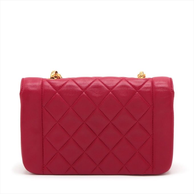 CHANEL Mini Matelasse Lambskin Flap Chain Bag, Red Gold Metal fittings - Image 2