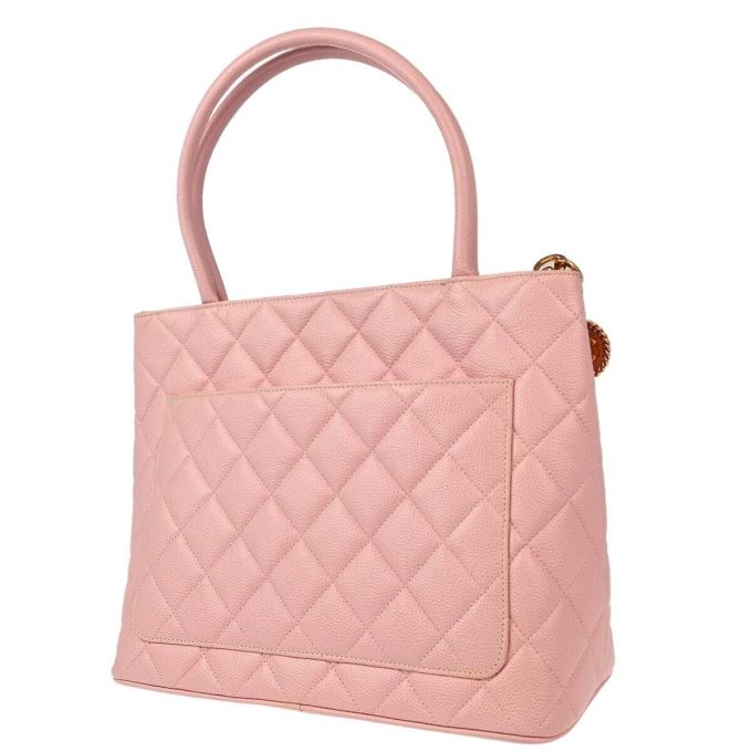 CHANEL Pink Calfskin Medallion Tote Handbag - Image 2