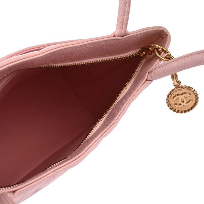 CHANEL Pink Calfskin Medallion Tote Handbag - Image 4