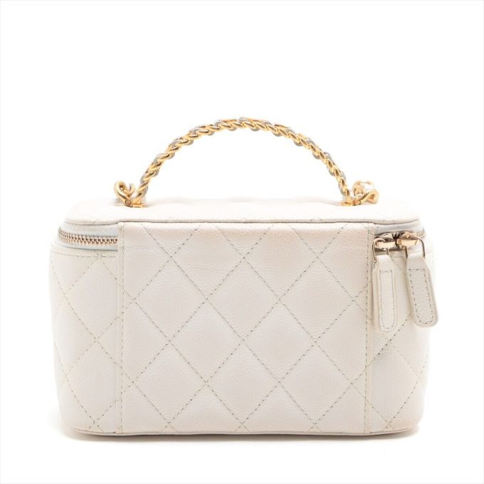 CHANEL White Gold Caviar Handbag Vanity 31st - Image 2