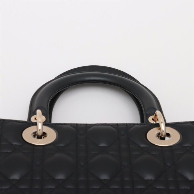 CHRISTIAN DIOR Black Cannage Leather 2 Way Handbag - Image 6