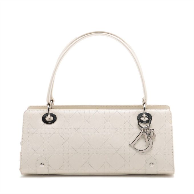 CHRISTIAN DIOR Cannage Leather Handbag White