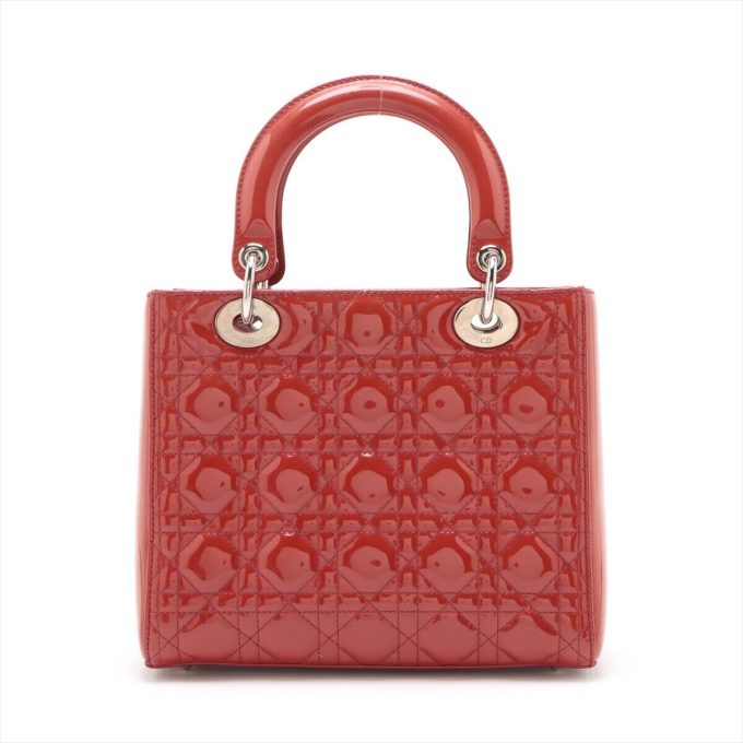 CHRISTIAN DIOR Cannage Patent Leather 2 Way Handbag in Red - Image 2