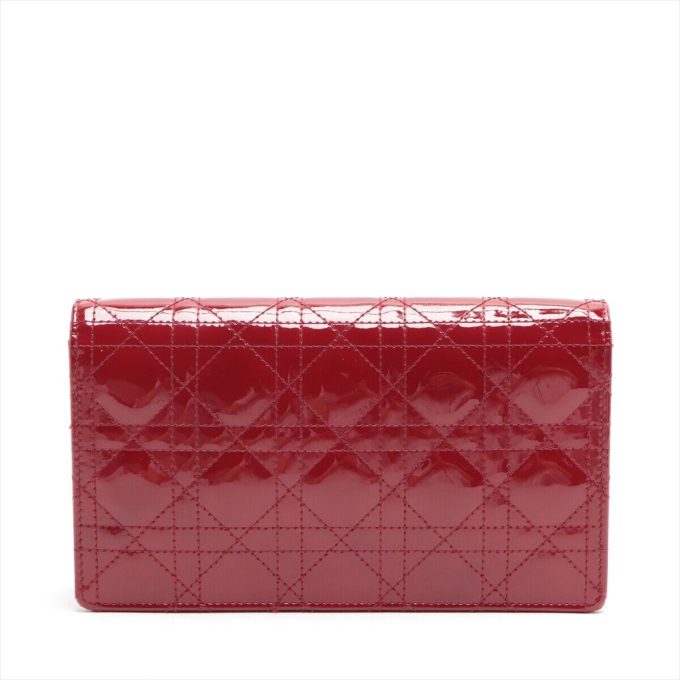 CHRISTIAN DIOR Cannage Patent Leather Chain Shoulder Bag in Red - Image 2