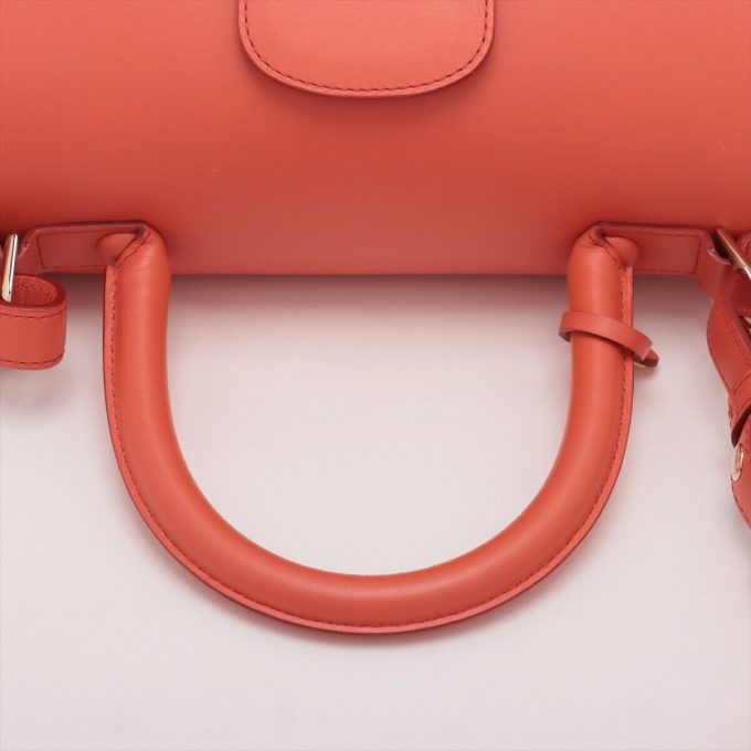 DELVAUX Red East West Leather Handbag with Mirror - Image 5