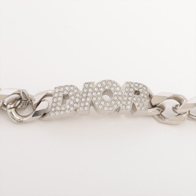 DIOR Metal x Rhinestone Silver Logo Bracelet - Image 2