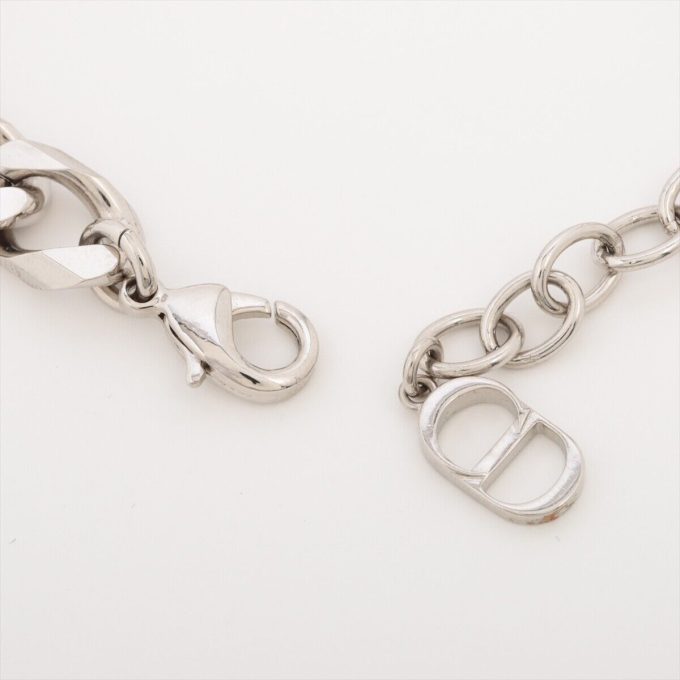 DIOR Metal x Rhinestone Silver Logo Bracelet - Image 4