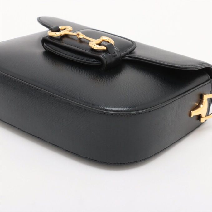 GUCCI Black Leather Shoulder Bag Horsebit 1955 658574 - Image 3